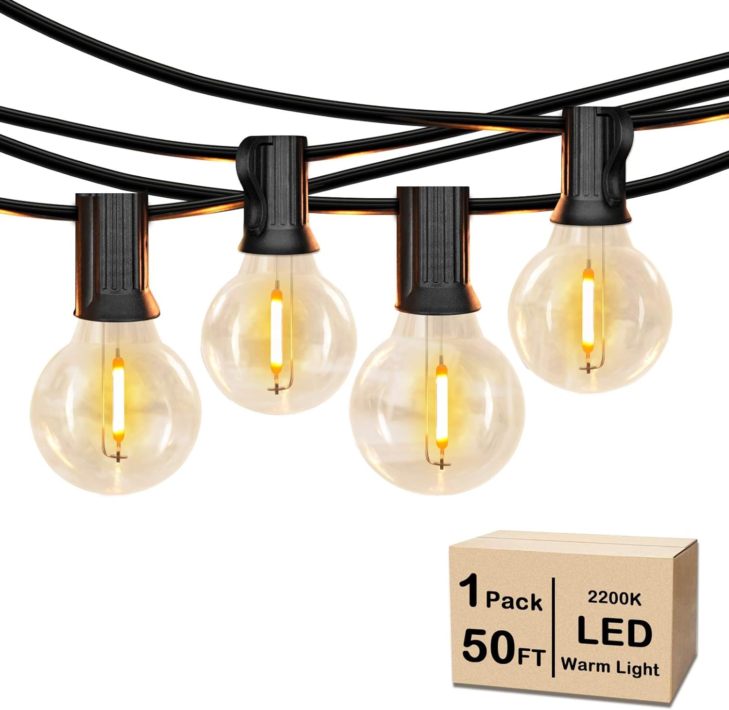 50FT Shatterproof LED Globe String Lights - Dimmable, Waterproof Edison Bulbs for Outdoor Patio, Party, and Wedding Decor