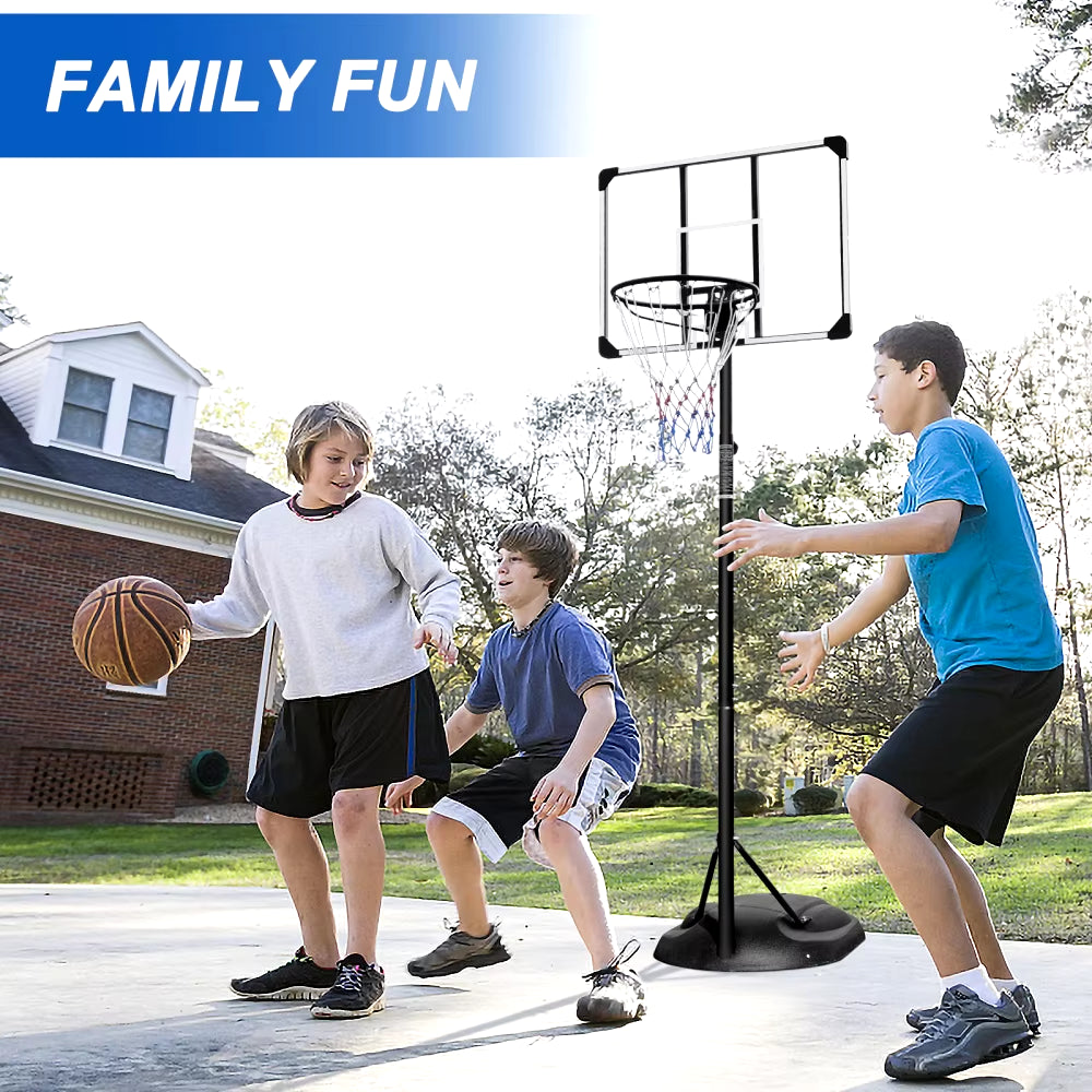 Height-Adjustable Portable Basketball Hoop - 7.5 to 9.2 Ft with 32-Inch Backboard & Wheels for Indoor/Outdoor Play