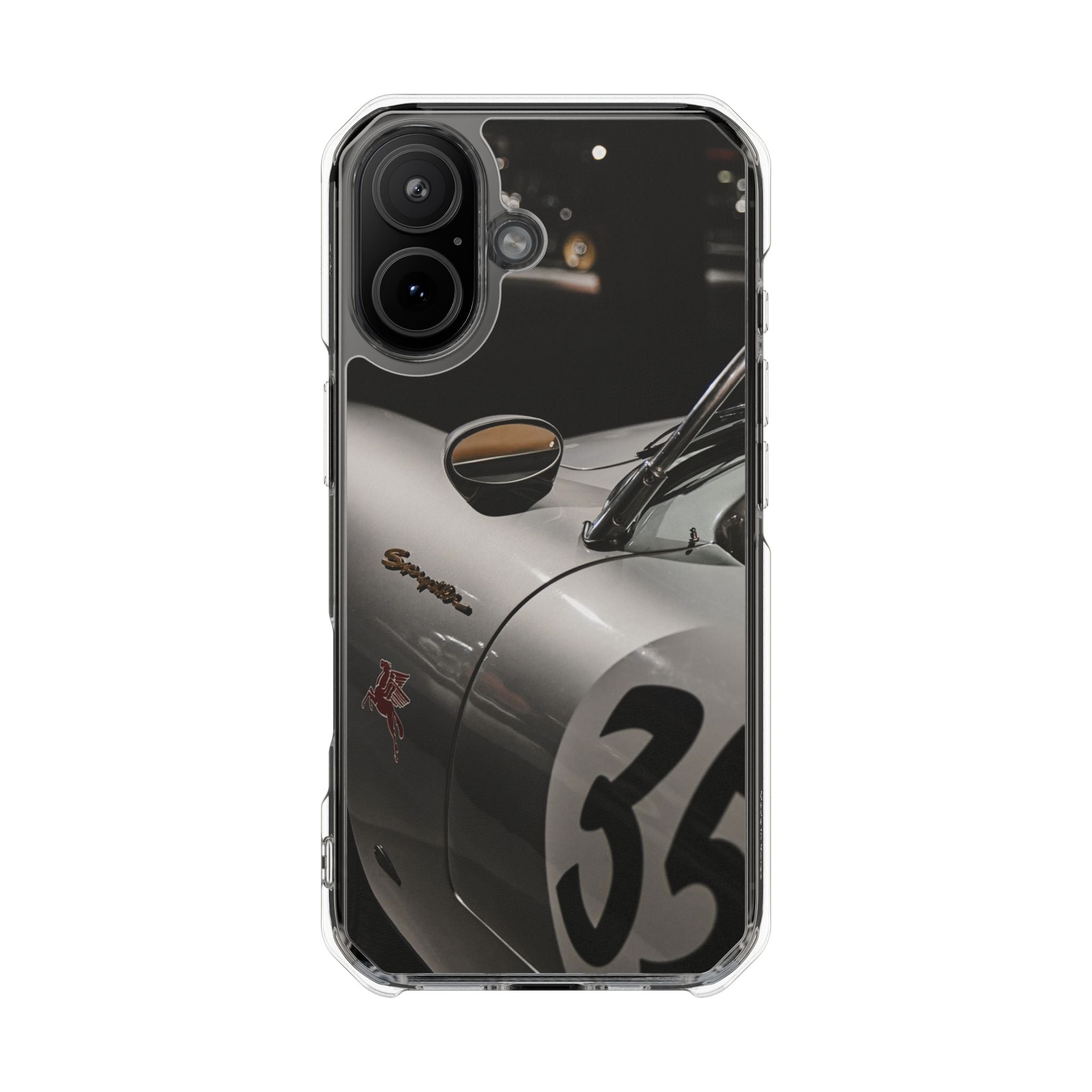 Clear Magnetic Impact Phone Case – Vintage Racing #35 Design