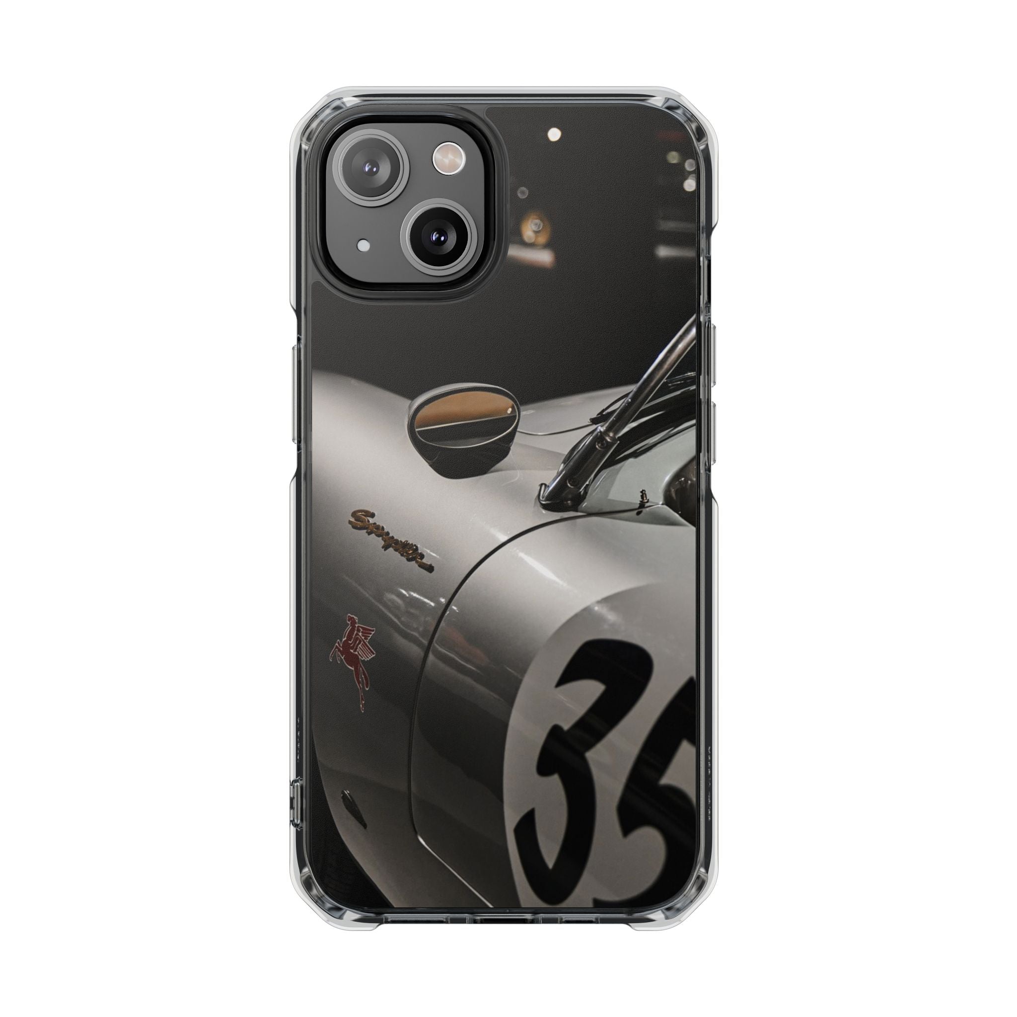 Clear Magnetic Impact Phone Case – Vintage Racing #35 Design