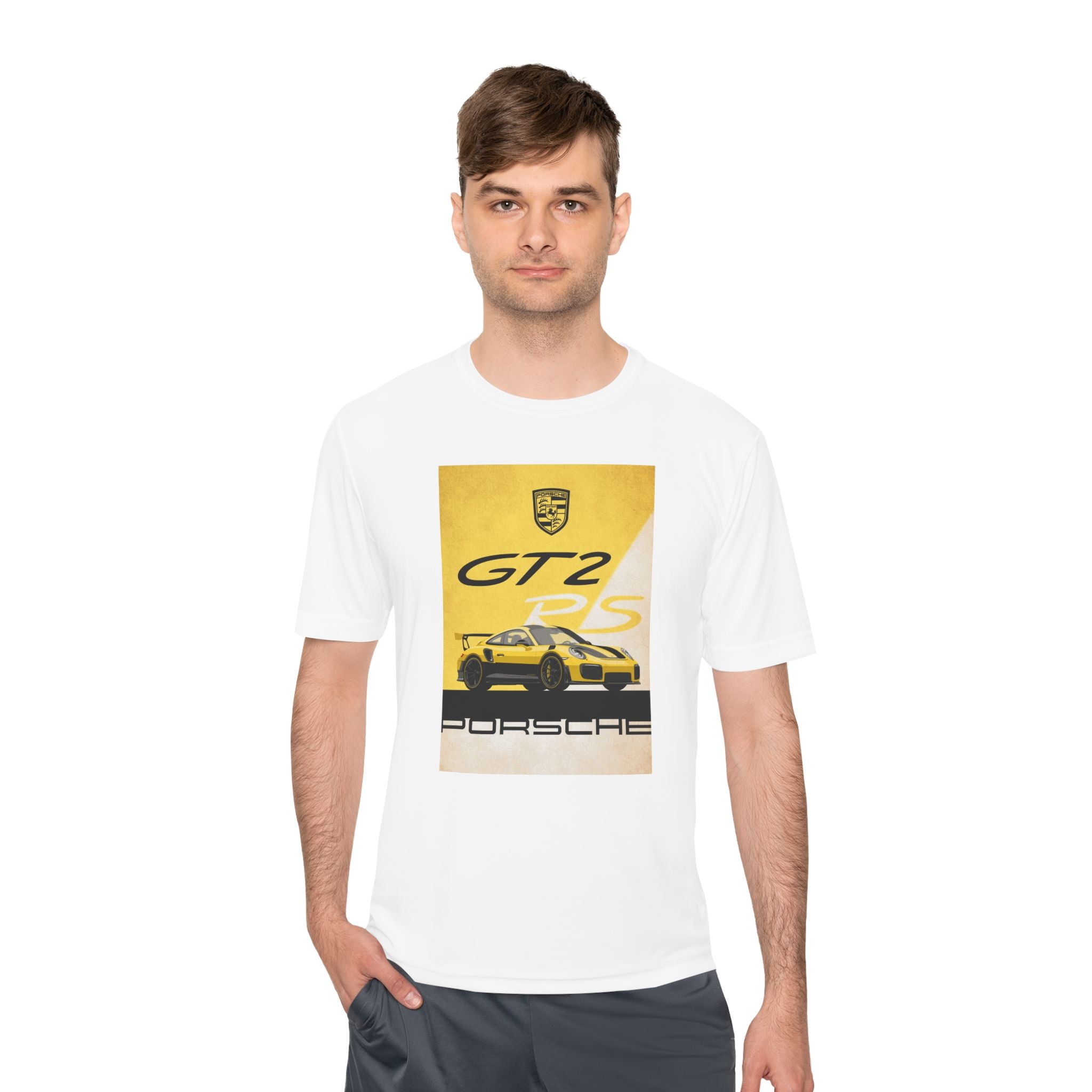 Porsche GT2 Racing Tee — Vintage Yellow GT2 Sport Car Graphic Shirt