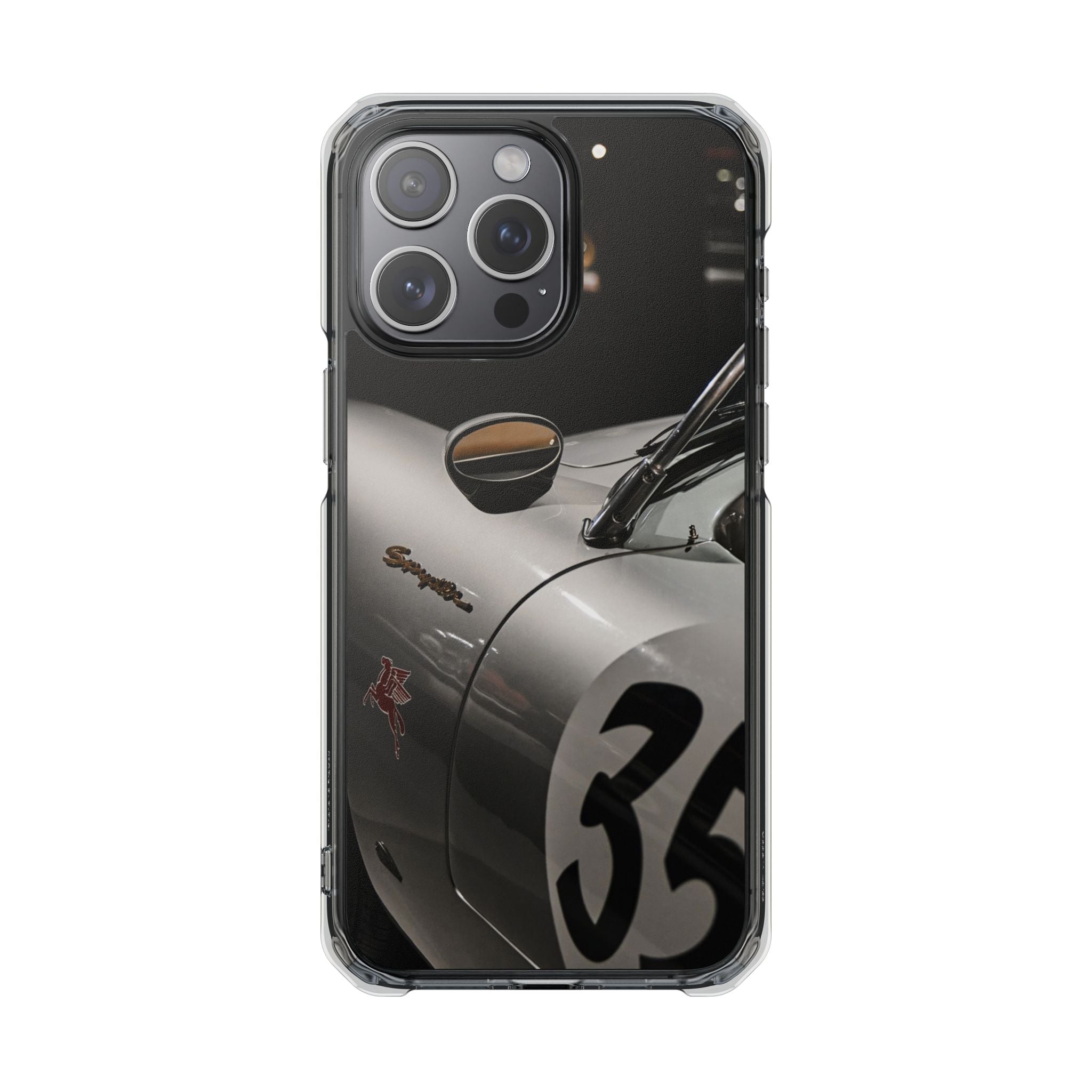 Clear Magnetic Impact Phone Case – Vintage Racing #35 Design