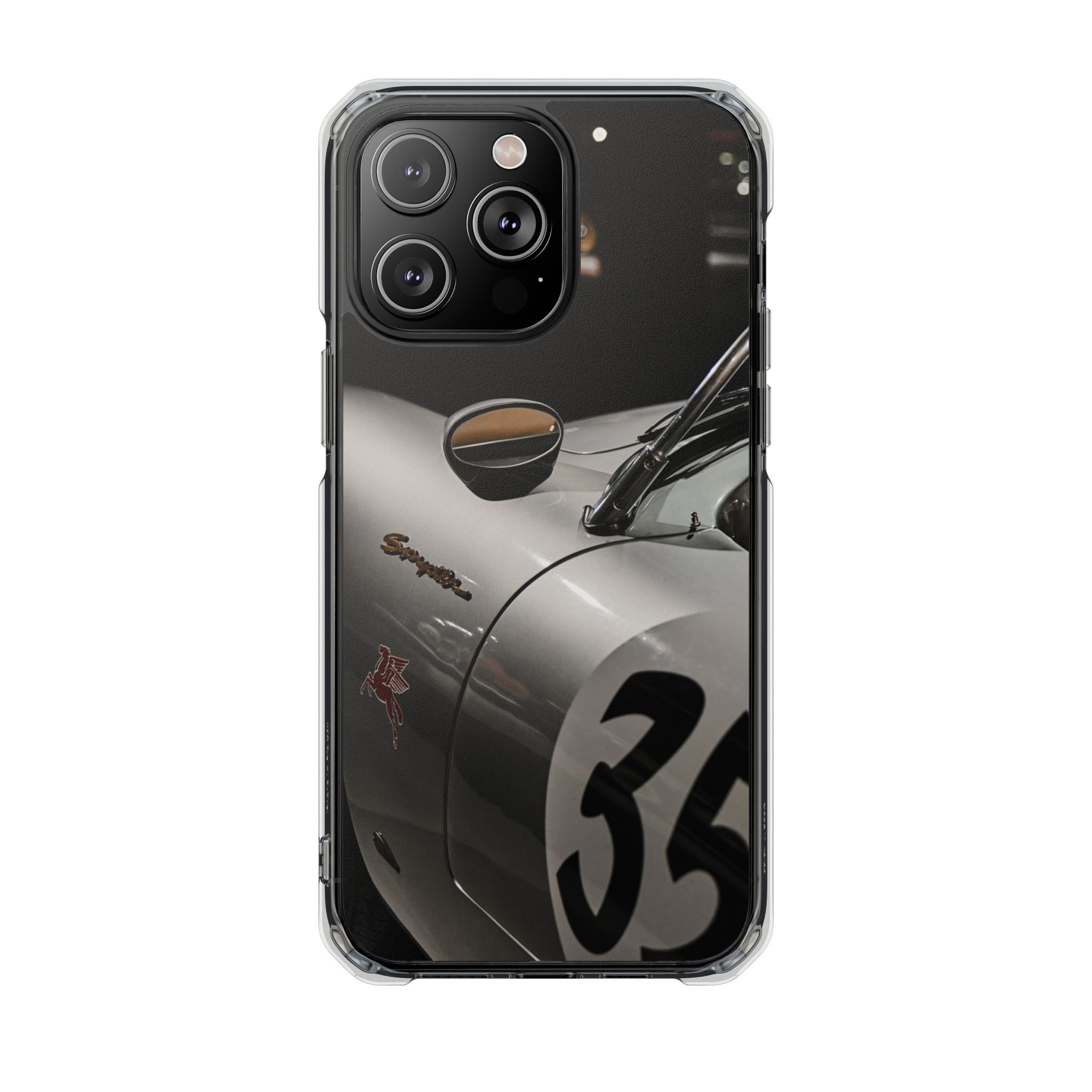 Clear Magnetic Impact Phone Case – Vintage Racing #35 Design