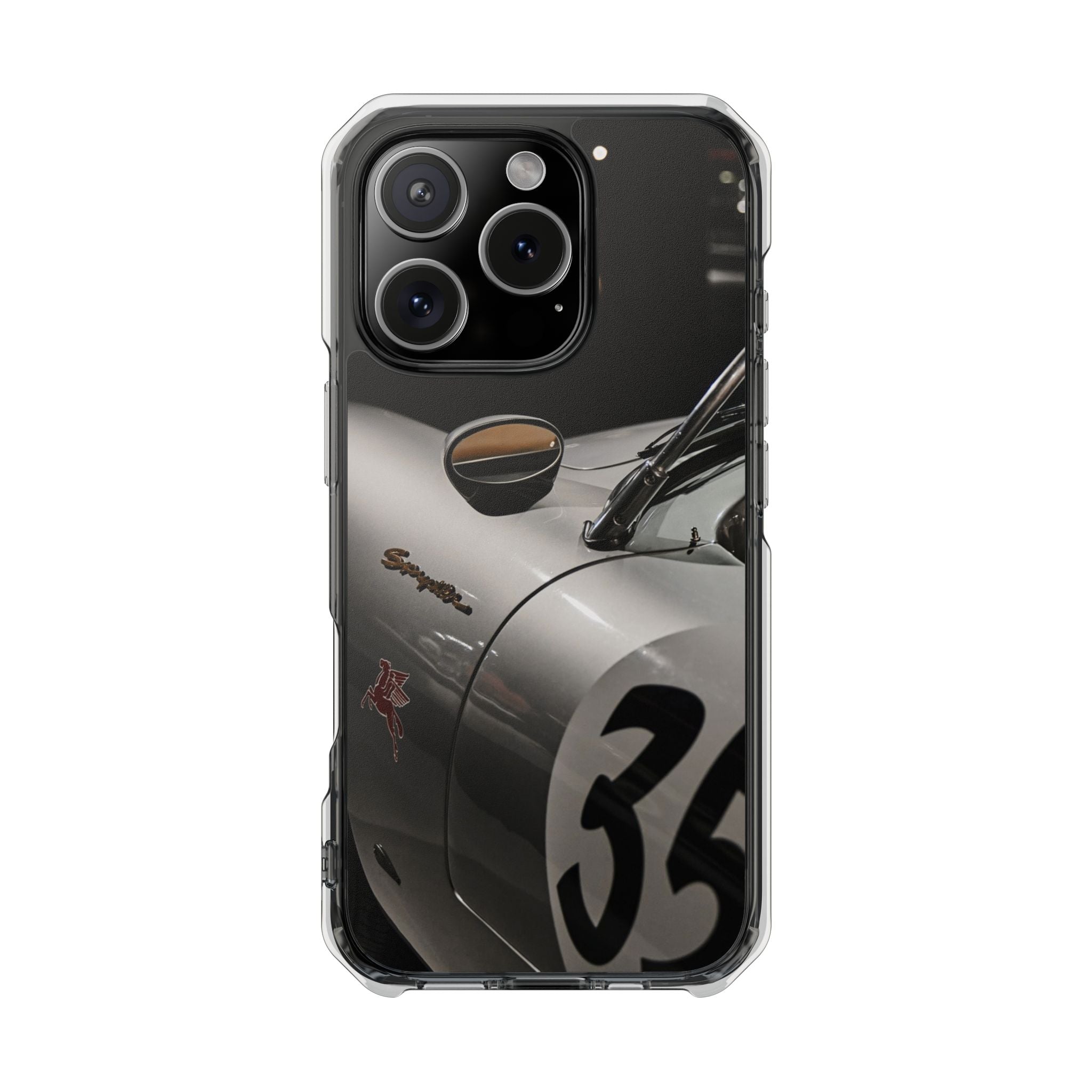Clear Magnetic Impact Phone Case – Vintage Racing #35 Design