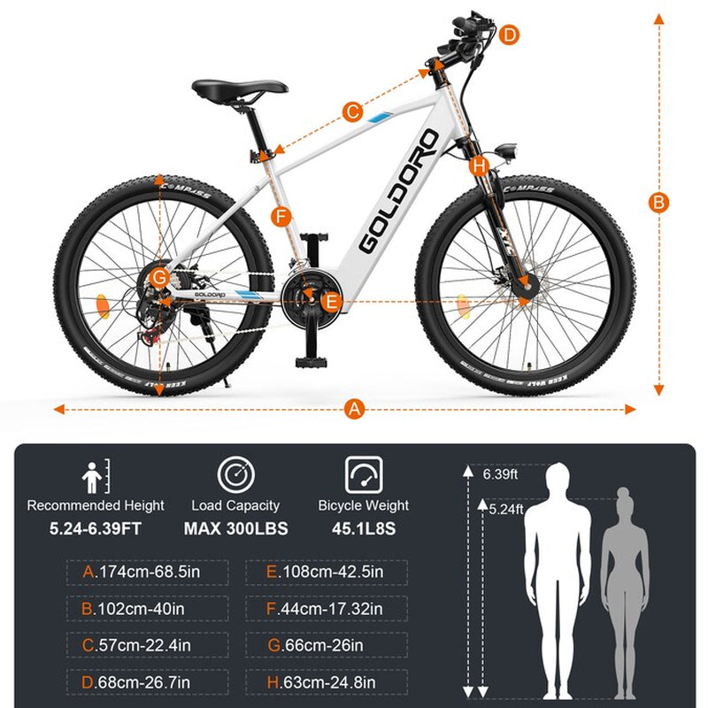 Electric Bike 26-In X7 - 250W/36Vmaxax - 18 MPH - Large Size - Full Suspension - E-Bike with Brushless Motor - Dual Disc Brakes