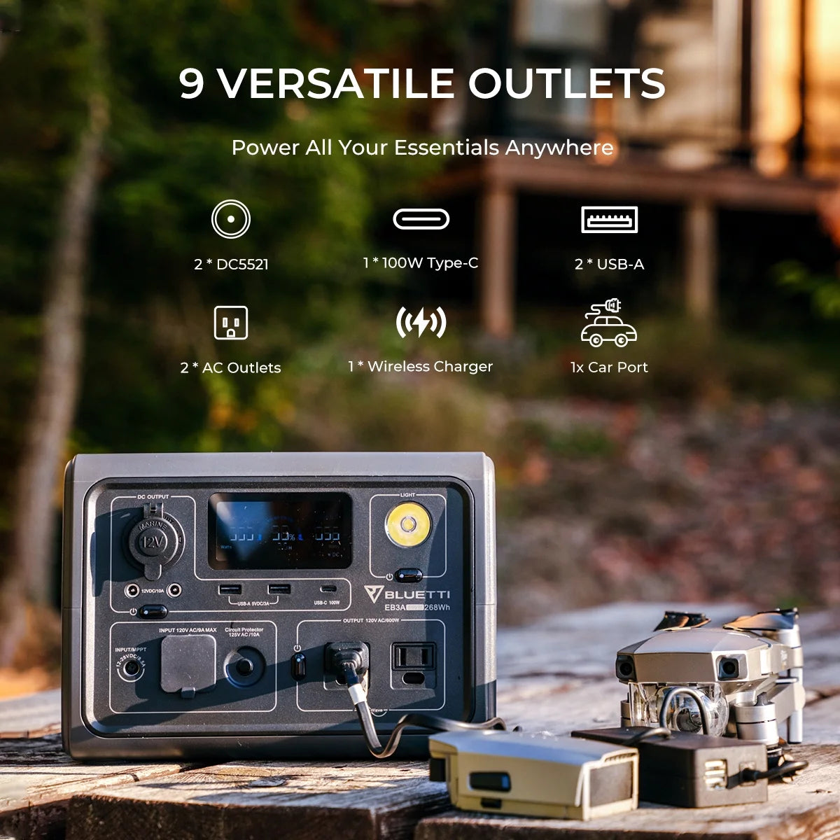 EB3A 600W Portable Solar Generator, 268Wh LiFePO4 Power Station for Camping & Emergencies