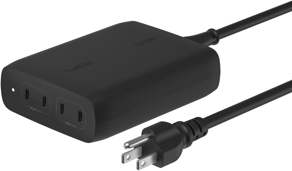 Belkin BoostCharge Pro 4-Port GaN Wall Charger 200W - Black
