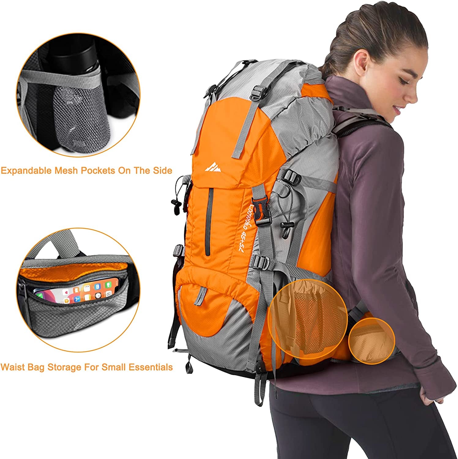 50L Waterproof Hiking Backpack with Rain Cover – Lightweight Camping and Backpacking Essential
