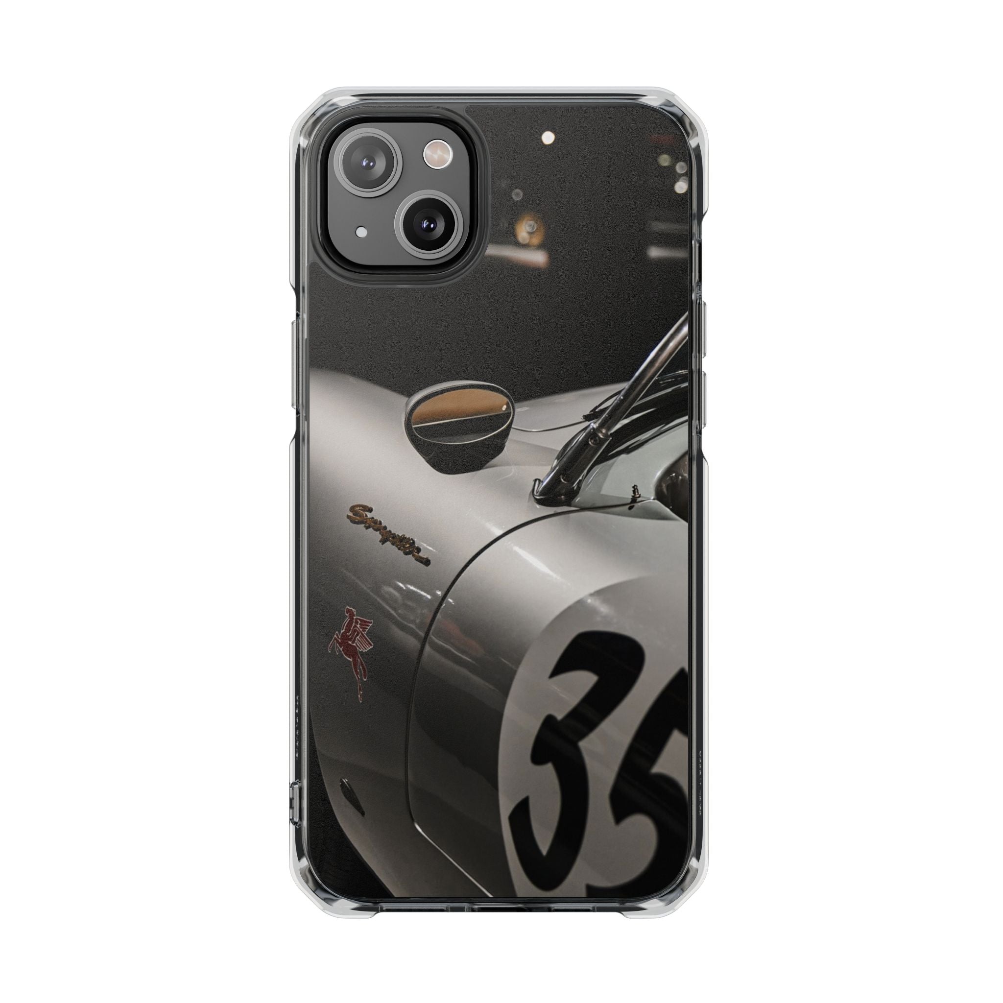 Clear Magnetic Impact Phone Case – Vintage Racing #35 Design
