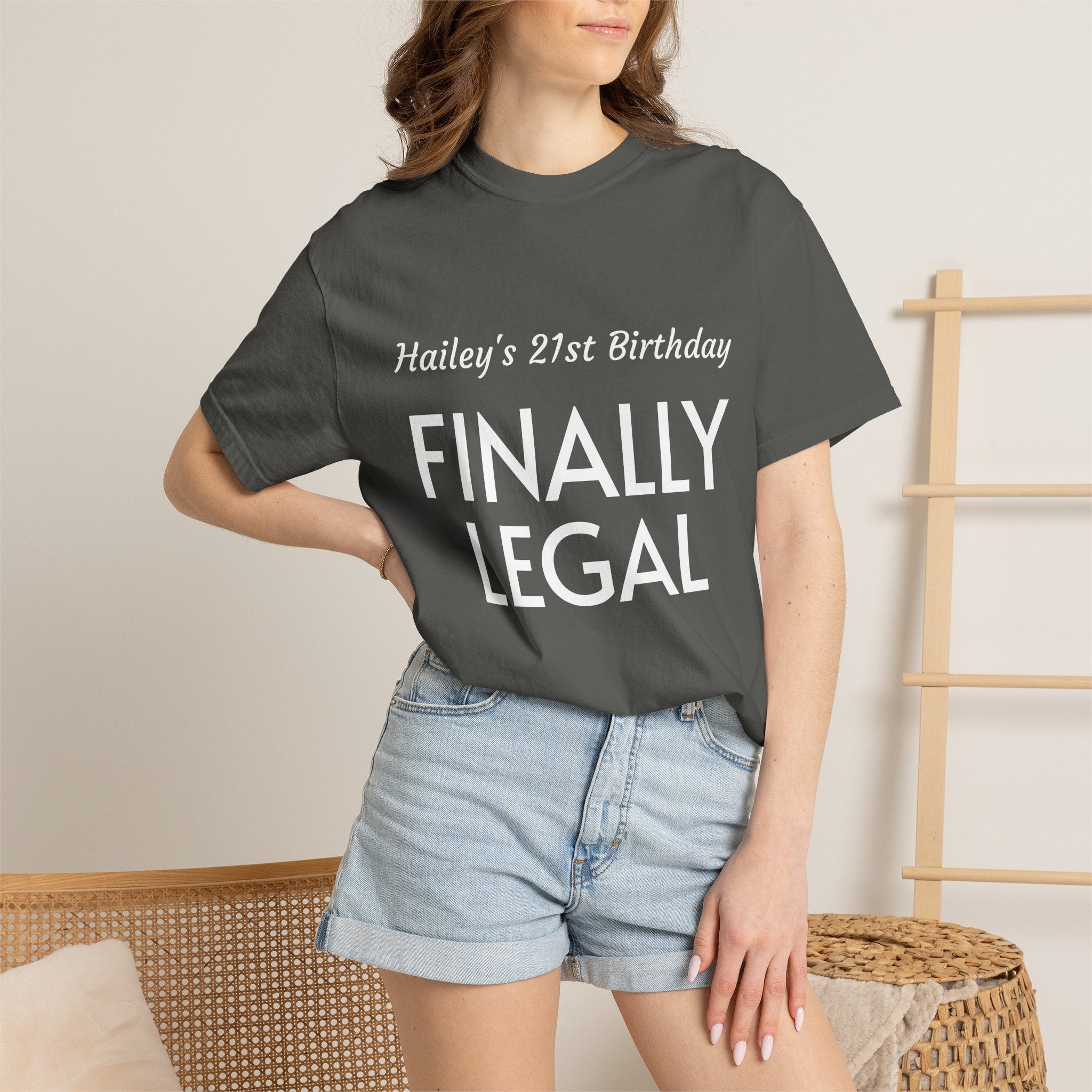 Finally Legal 21st Birthday T-Shirt — Personalized "Hailey's 21st Birthday" Design