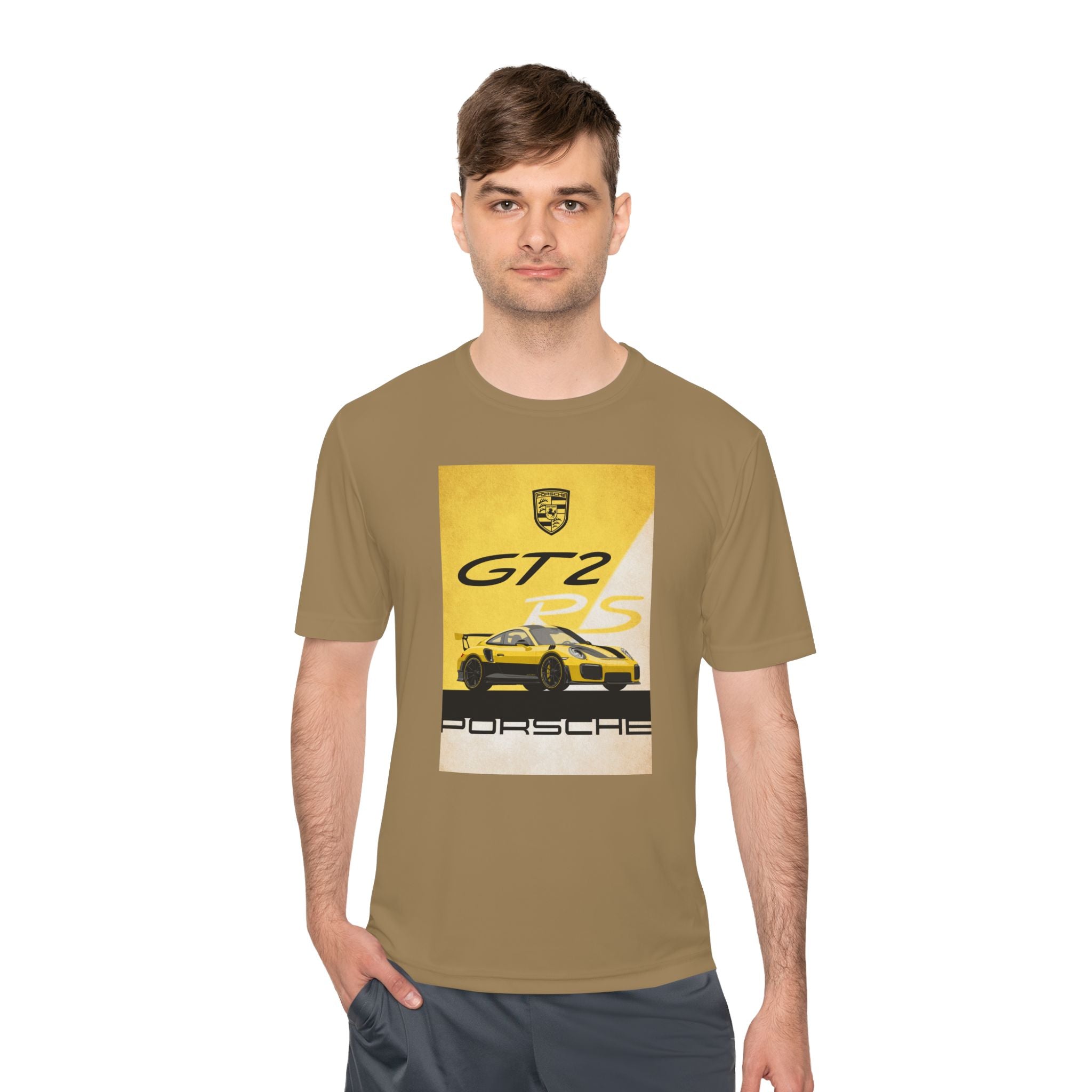 Porsche GT2 Racing Tee — Vintage Yellow GT2 Sport Car Graphic Shirt