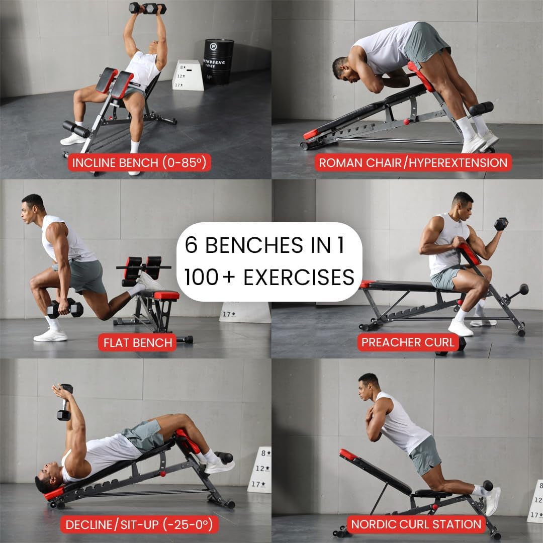 Multi-Functional FID Weight Bench - All-in-One Workout Solution with Hyper Back Extension & Adjustable Features