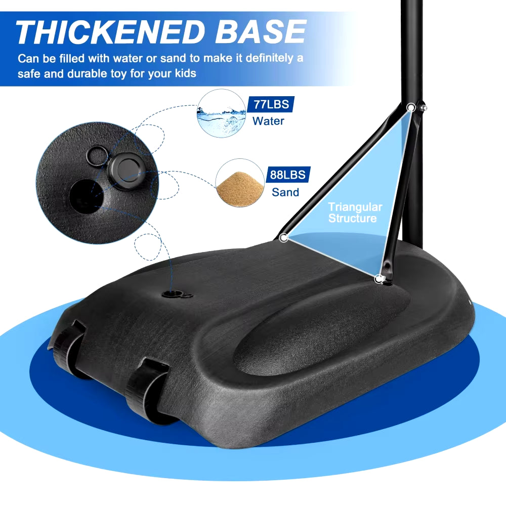 Height-Adjustable Portable Basketball Hoop - 7.5 to 9.2 Ft with 32-Inch Backboard & Wheels for Indoor/Outdoor Play