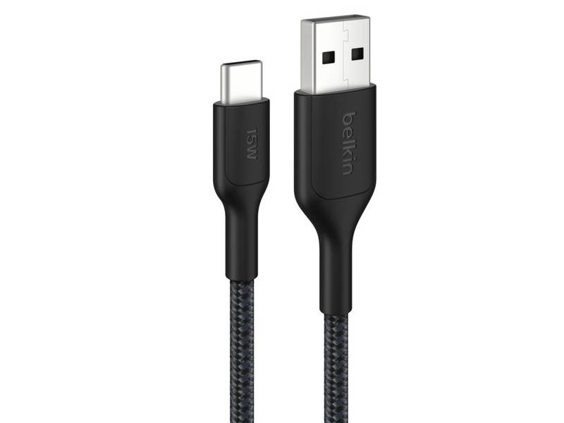 Belkin BoostCharge Pro Braided USB-A to USB-C Cable 2 m (6.6 ft) 15W - Black