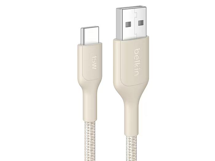 Belkin BoostCharge Pro Braided USB-A to USB-C Cable 2 m (6.6 ft) 15W - Sand