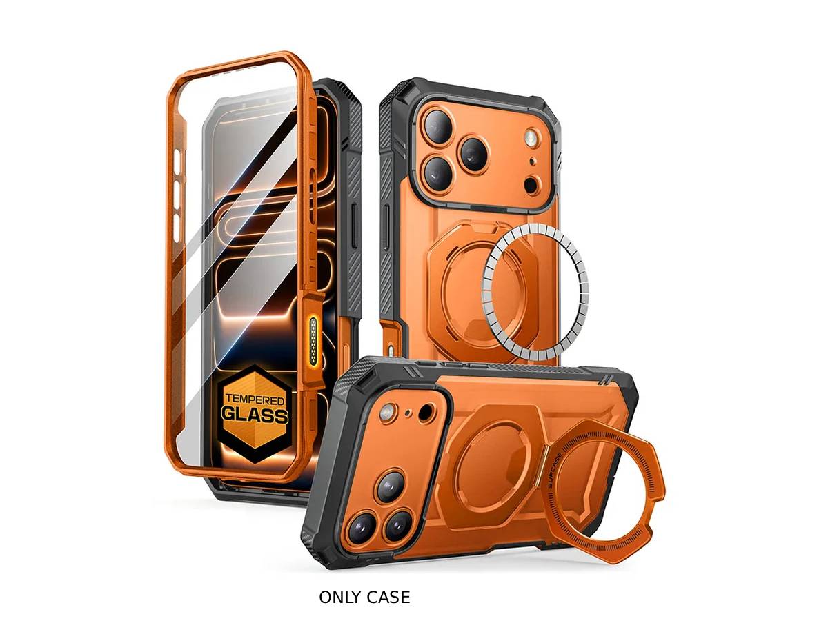 i-Blason Unicorn Beetle GRIP PRO MagSafe Case with HD Tempered Glass for iPhone 17 Pro - Orange