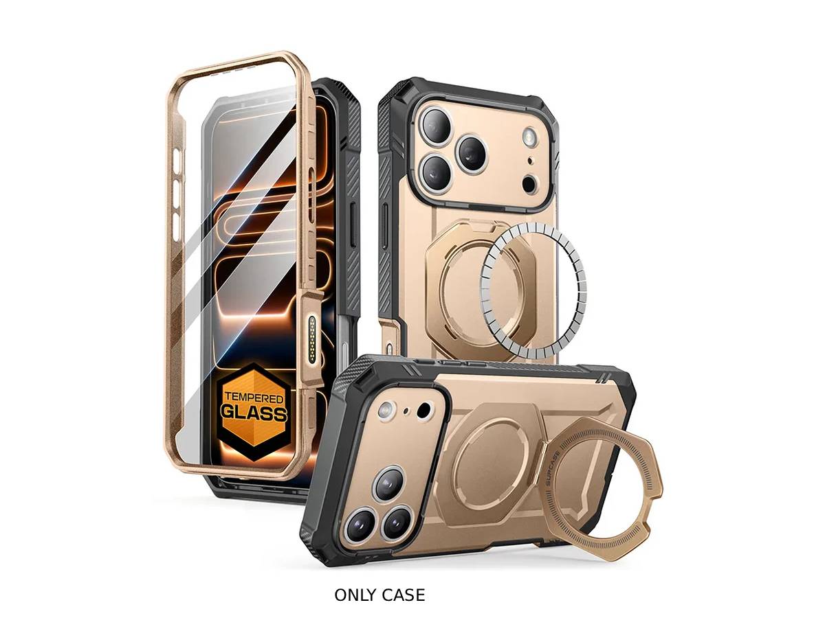 i-Blason Unicorn Beetle GRIP PRO MagSafe Case with HD Tempered Glass for iPhone 17 Pro - Gold