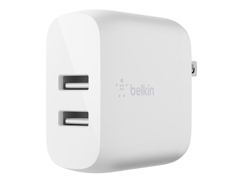 Belkin BoostCharge Dual USB-A Wall Charger 24W with Micro-USB Cable - White