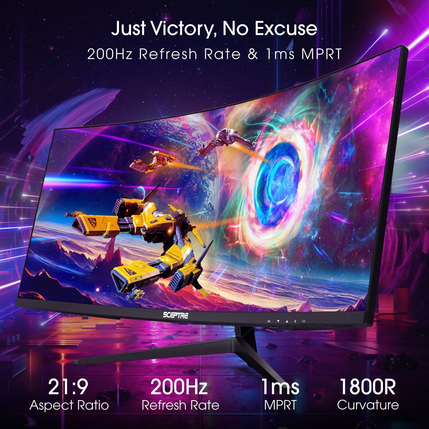 30" Ultra-Wide Curved Gaming Monitor - 200Hz, 2560x1080, HDMI & DP