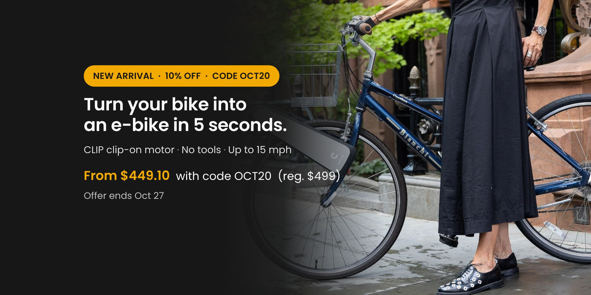 CLIP e-bike conversion kit on a city bike – 10% off with code OCT20
