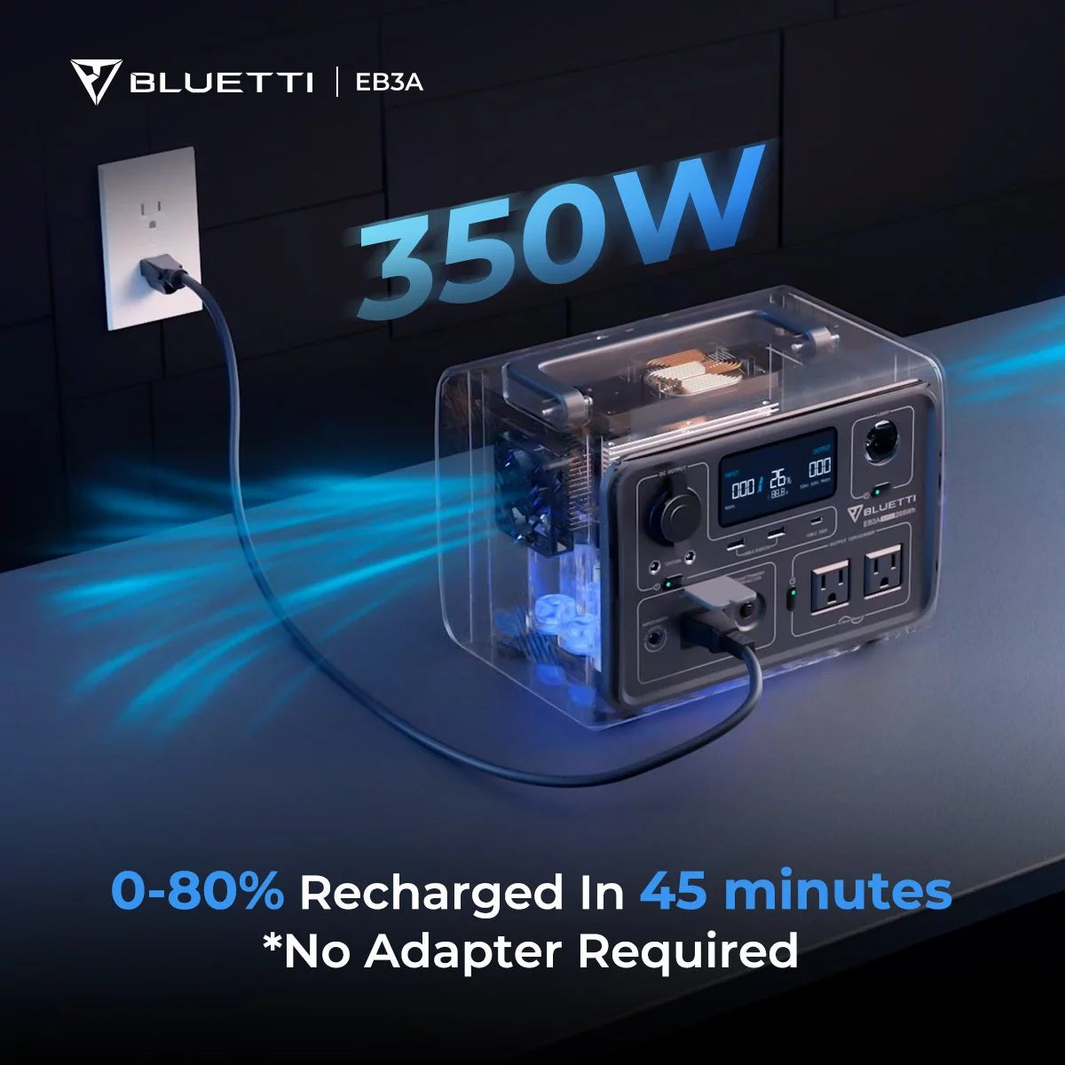 EB3A 600W Portable Solar Generator, 268Wh LiFePO4 Power Station for Camping & Emergencies