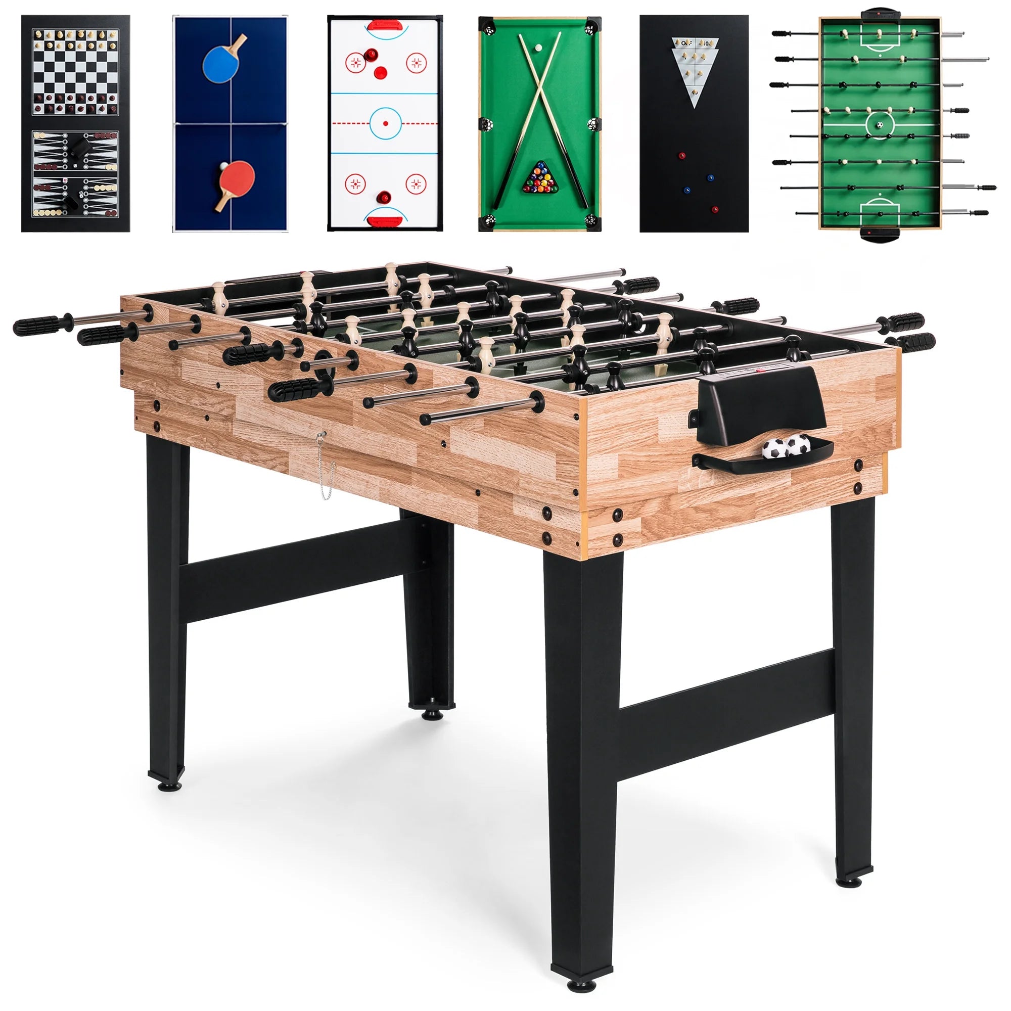 2x4Ft 10-in-1 Combo Game Table - Hockey, Foosball, Pool, Ping Pong & More