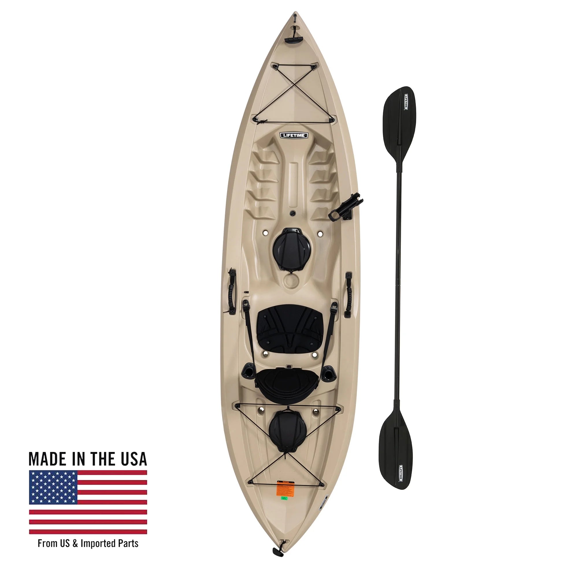 Tamarack Angler 10 Ft Fishing Kayak with Rod Holders, Tan