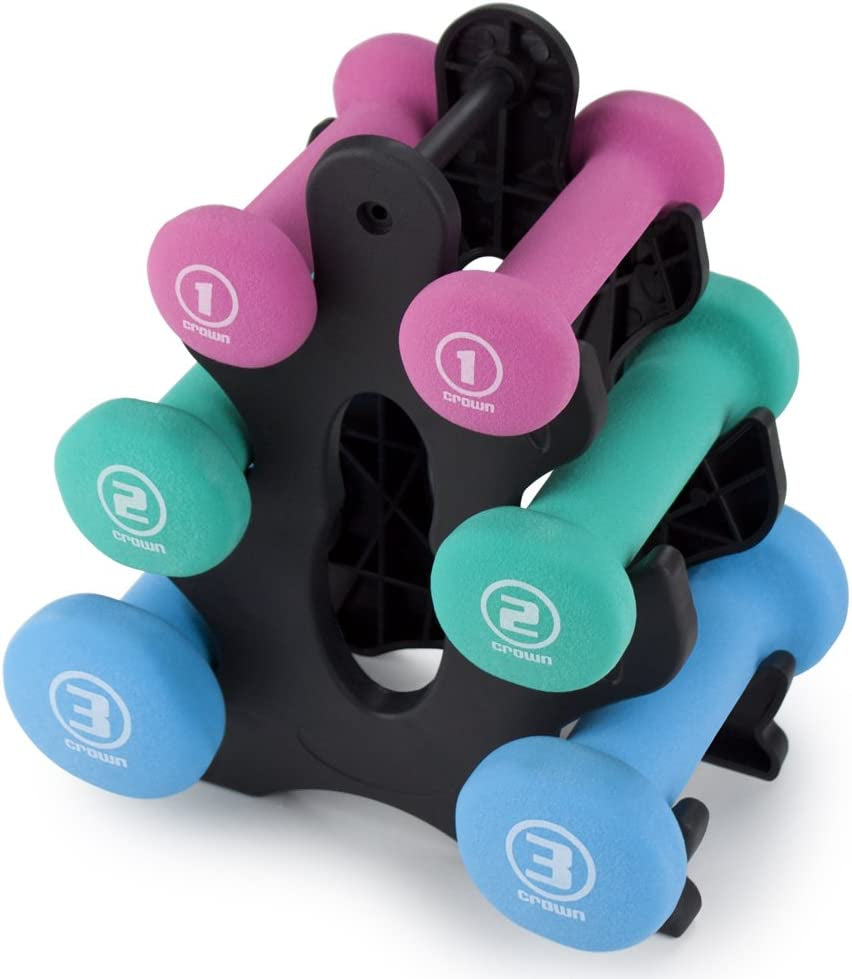 Neoprene Dumbbell Set with Rack - 1, 2, 3 Lbs Weights for Home & Outdoor Workouts