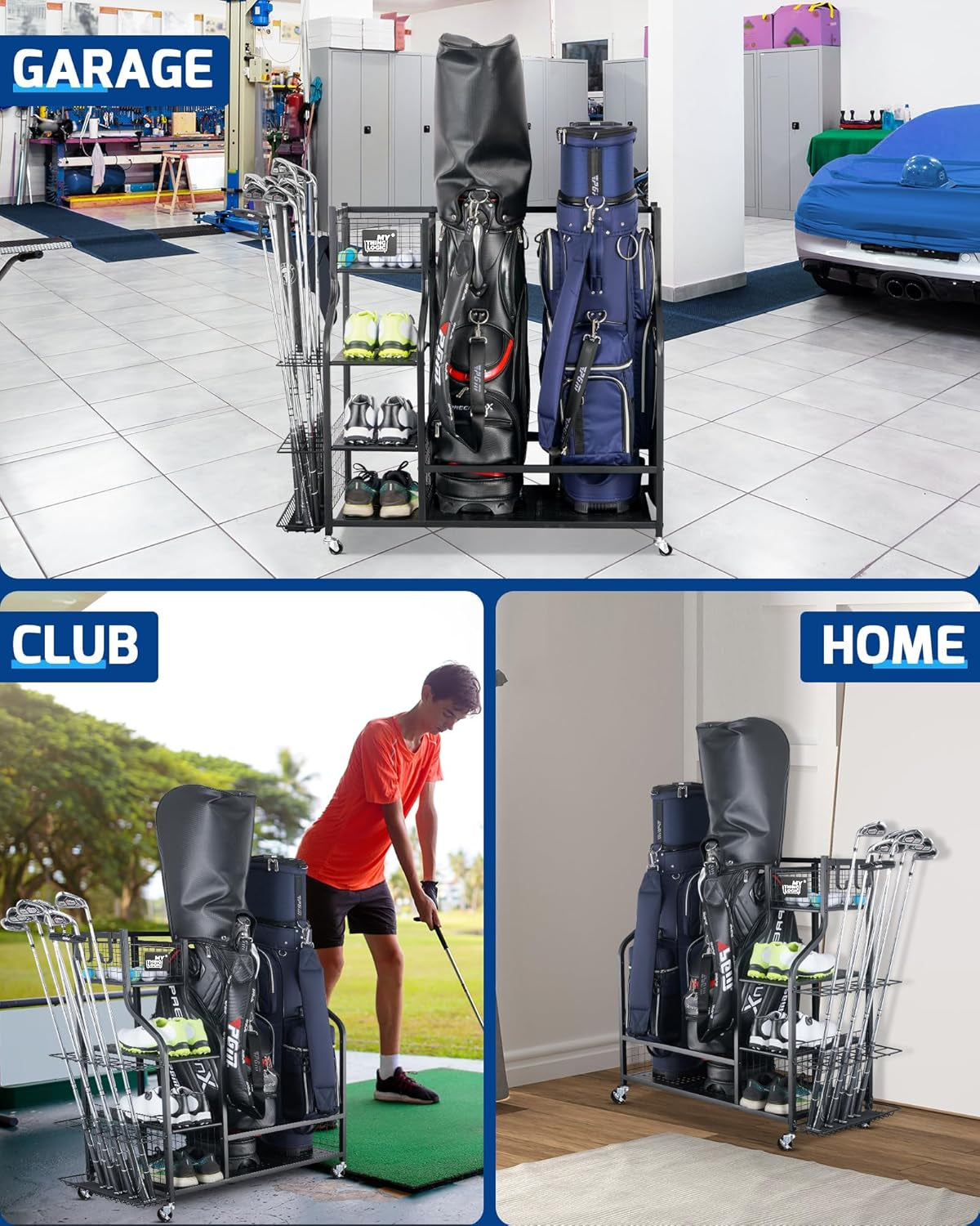 Ultimate Golf Storage Rack – Organize Bags, Clubs & Equipment with Ease