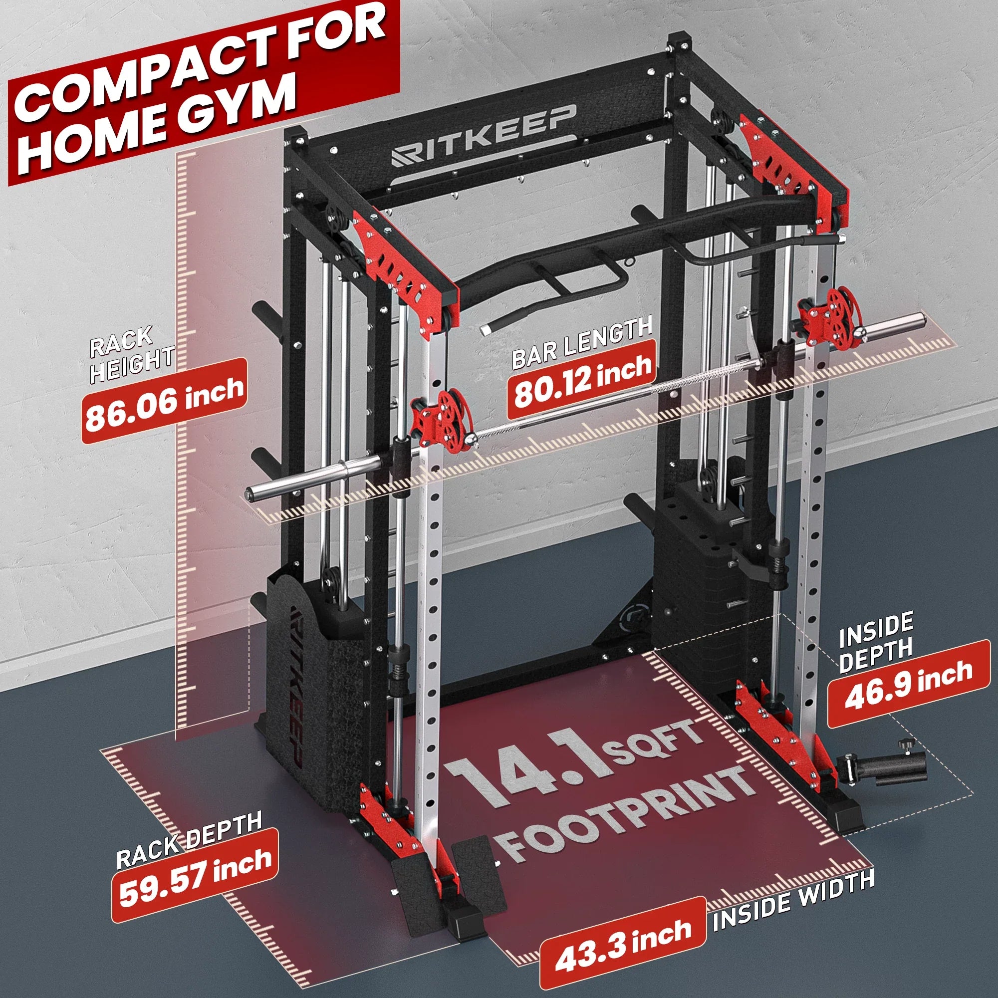 PMAX 5600 Home Gym Smith Machine with Integrated Weight System