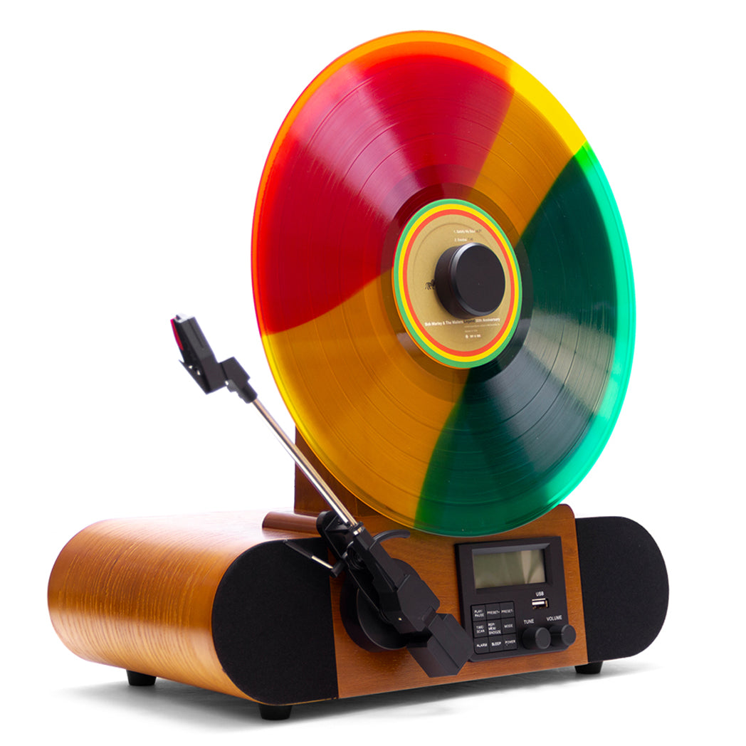 Fuse Vert Vertical Vinyl Three Speed Record Player with Bluetooth and FM Radio