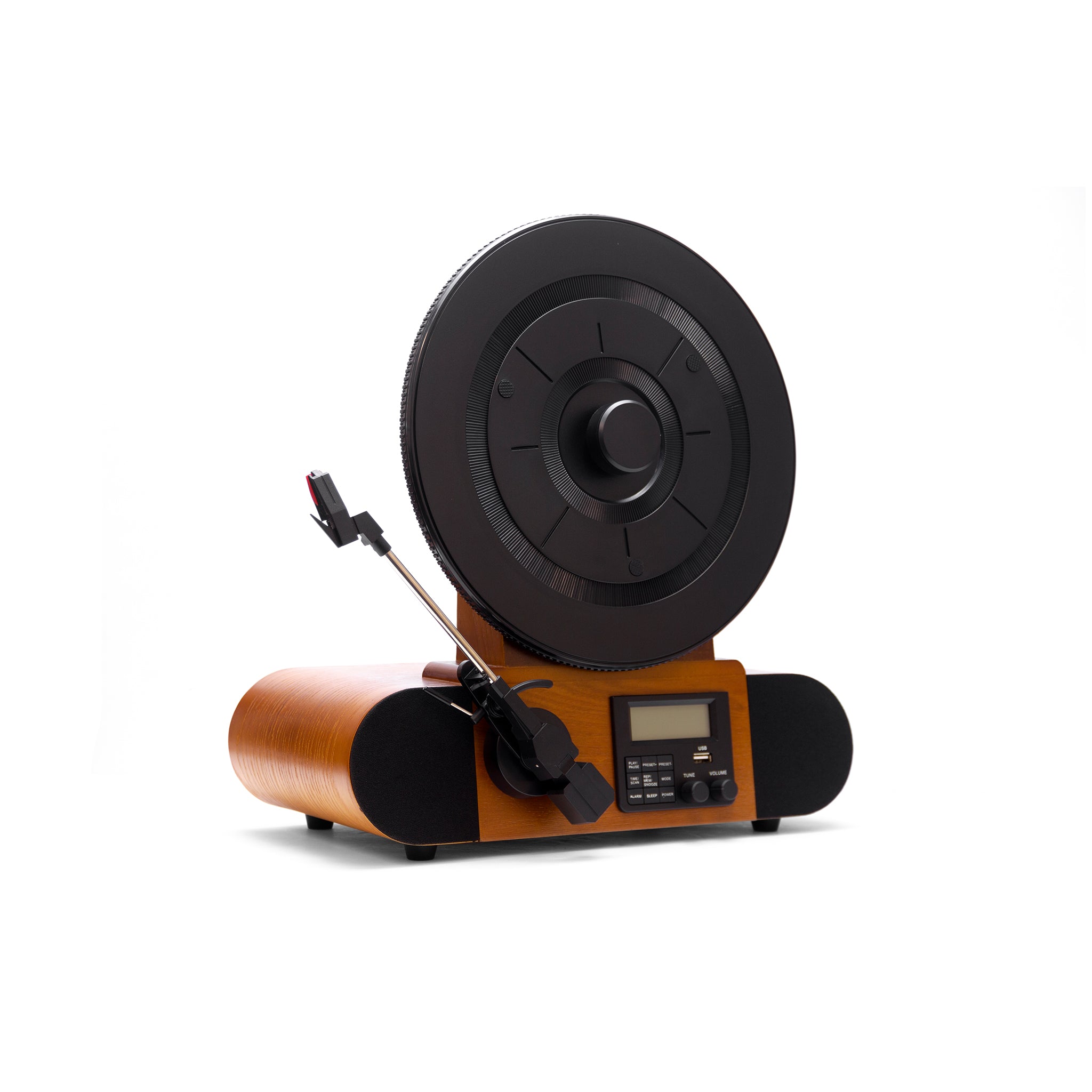Fuse Vert Vertical Vinyl Three Speed Record Player with Bluetooth and FM Radio