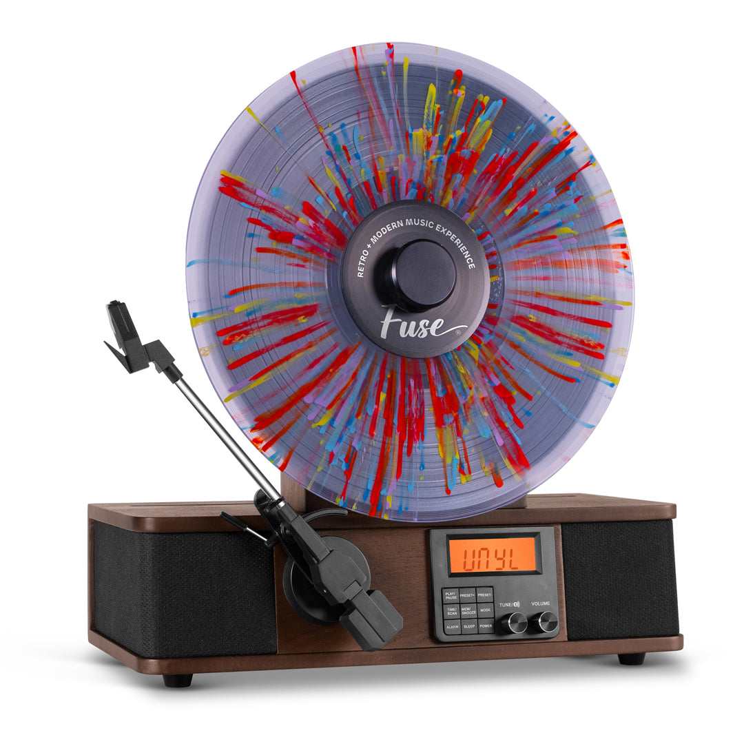 Fuse Wrap Vertical Vinyl Record Player with Bluetooth and FM Radio