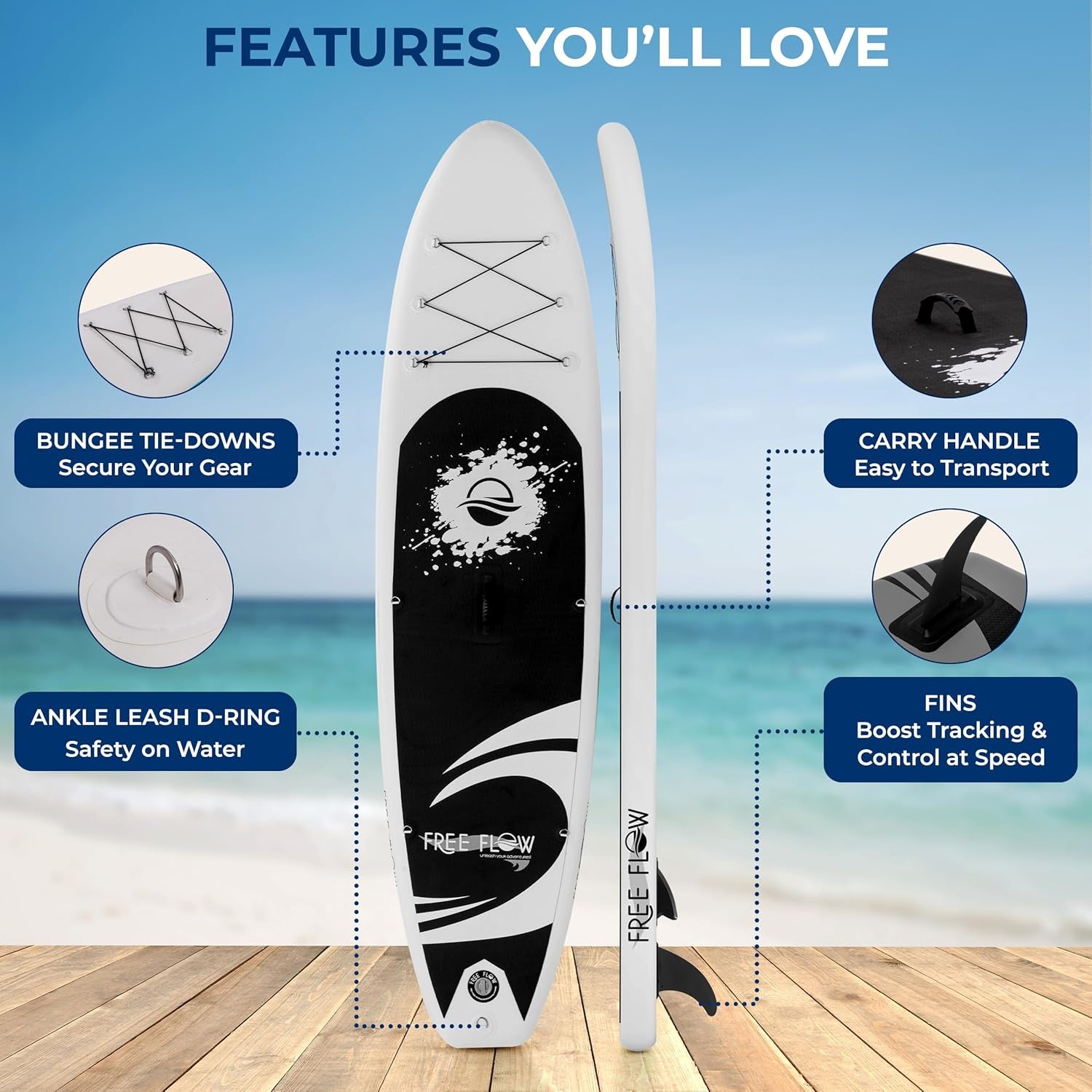 Inflatable Stand-Up Paddle Board - Wide, Stable Design with Non-Slip EVA Deck Pad & Premium Accessories for All Skill Levels
