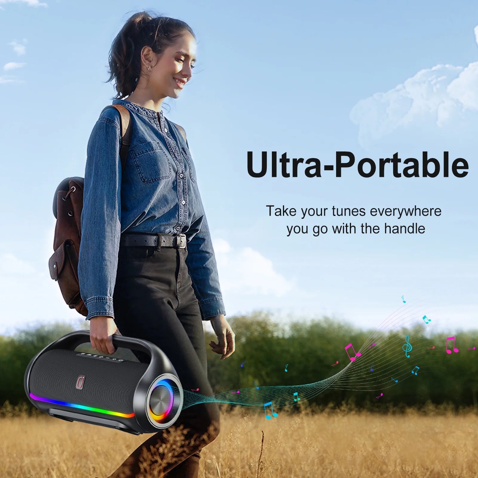 Waterproof Bluetooth Speaker with RGB Lights – Ideal for Pool & Beach Parties