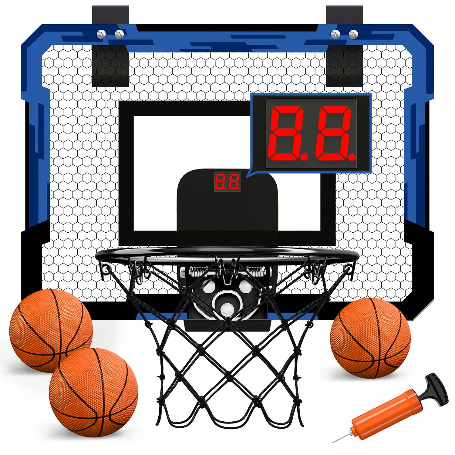 Mini Basketball Hoop with Electronic Scorer & Breakaway Rim - Includes 3 Balls & Inflator, Perfect for Indoor, Outdoor, or Pool Play