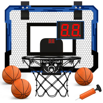 Mini Basketball Hoop with Electronic Scorer & Breakaway Rim - Includes 3 Balls & Inflator, Perfect for Indoor, Outdoor, or Pool Play
