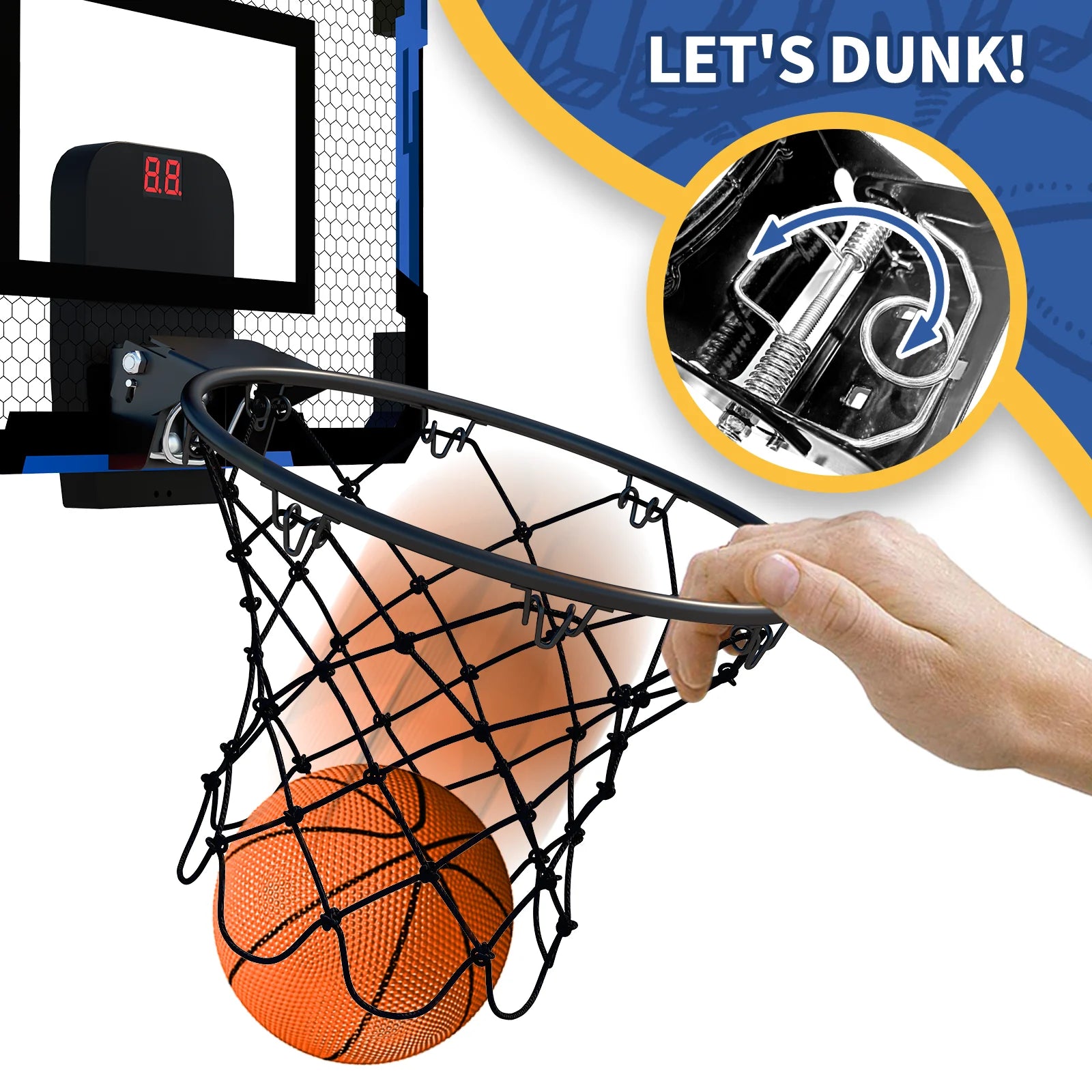 Mini Basketball Hoop with Electronic Scorer & Breakaway Rim - Includes 3 Balls & Inflator, Perfect for Indoor, Outdoor, or Pool Play
