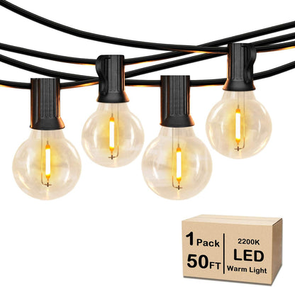 50FT Shatterproof LED Globe String Lights - Dimmable, Waterproof Edison Bulbs for Outdoor Patio, Party, and Wedding Decor