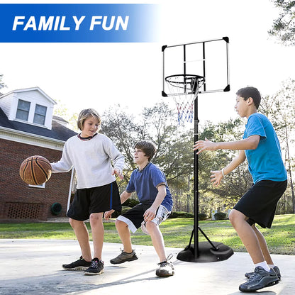 Height-Adjustable Portable Basketball Hoop - 7.5 to 9.2 Ft with 32-Inch Backboard & Wheels for Indoor/Outdoor Play