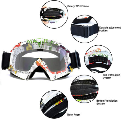UV400 Dirt Bike & ATV Goggles - Windproof, Dustproof Motocross Goggles for Men, Women, and Youth