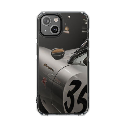 Clear Magnetic Impact Phone Case – Vintage Racing #35 Design