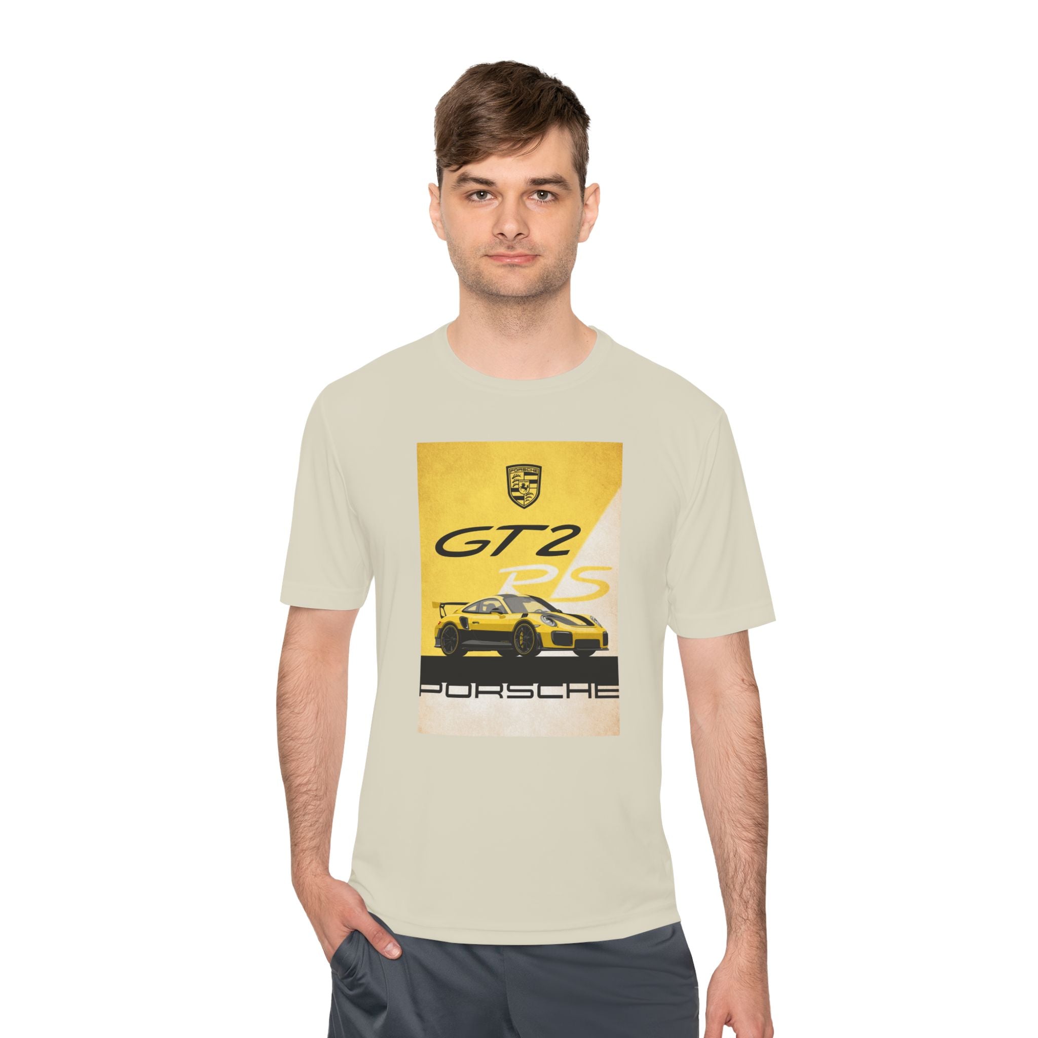 Porsche GT2 Racing Tee — Vintage Yellow GT2 Sport Car Graphic Shirt