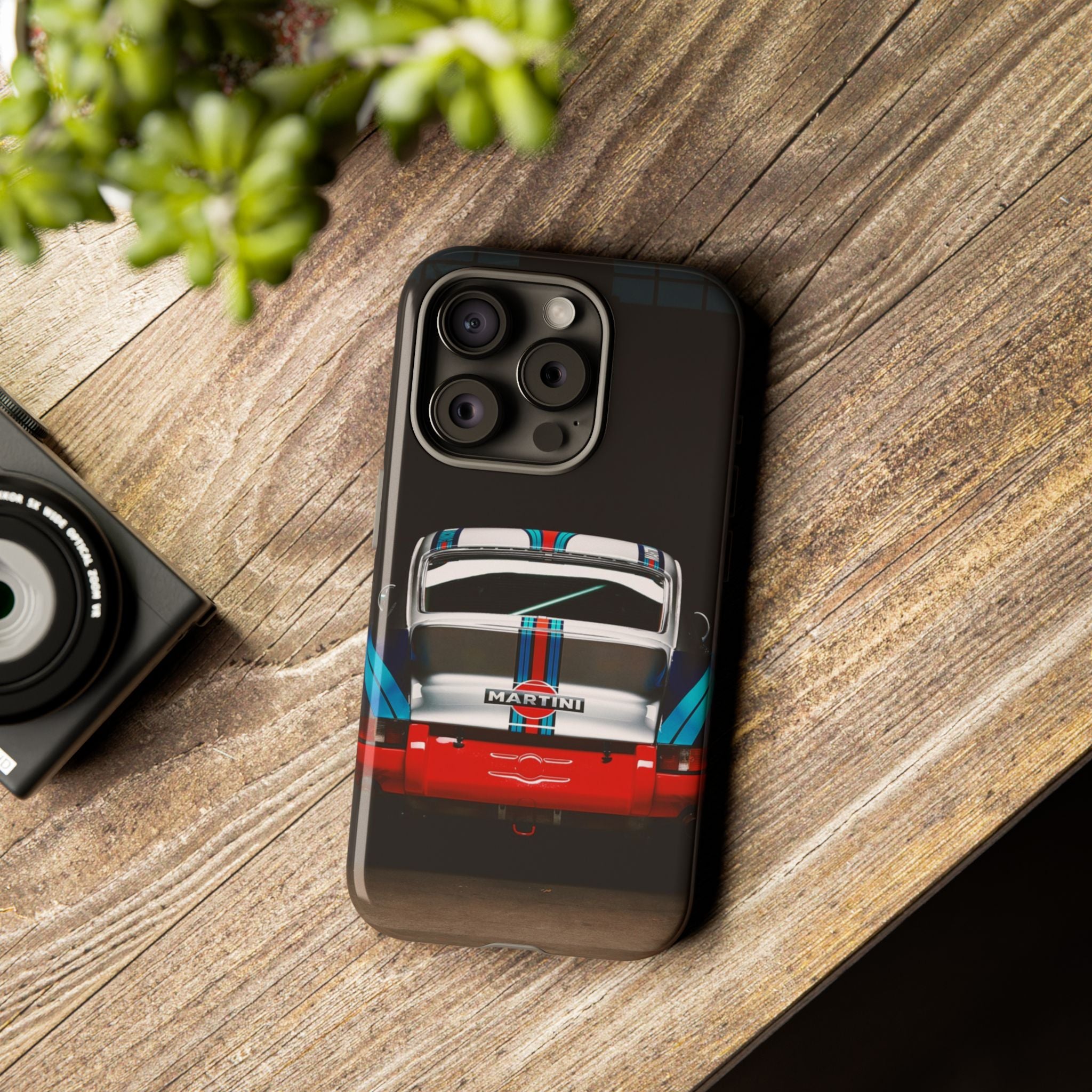 Classic Racecar Tough Phone Case — Retro Striped Vintage Sports Car Design