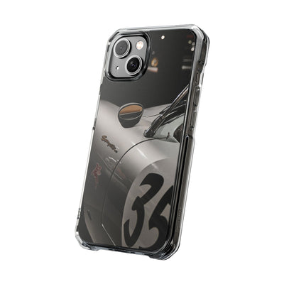 Clear Magnetic Impact Phone Case – Vintage Racing #35 Design