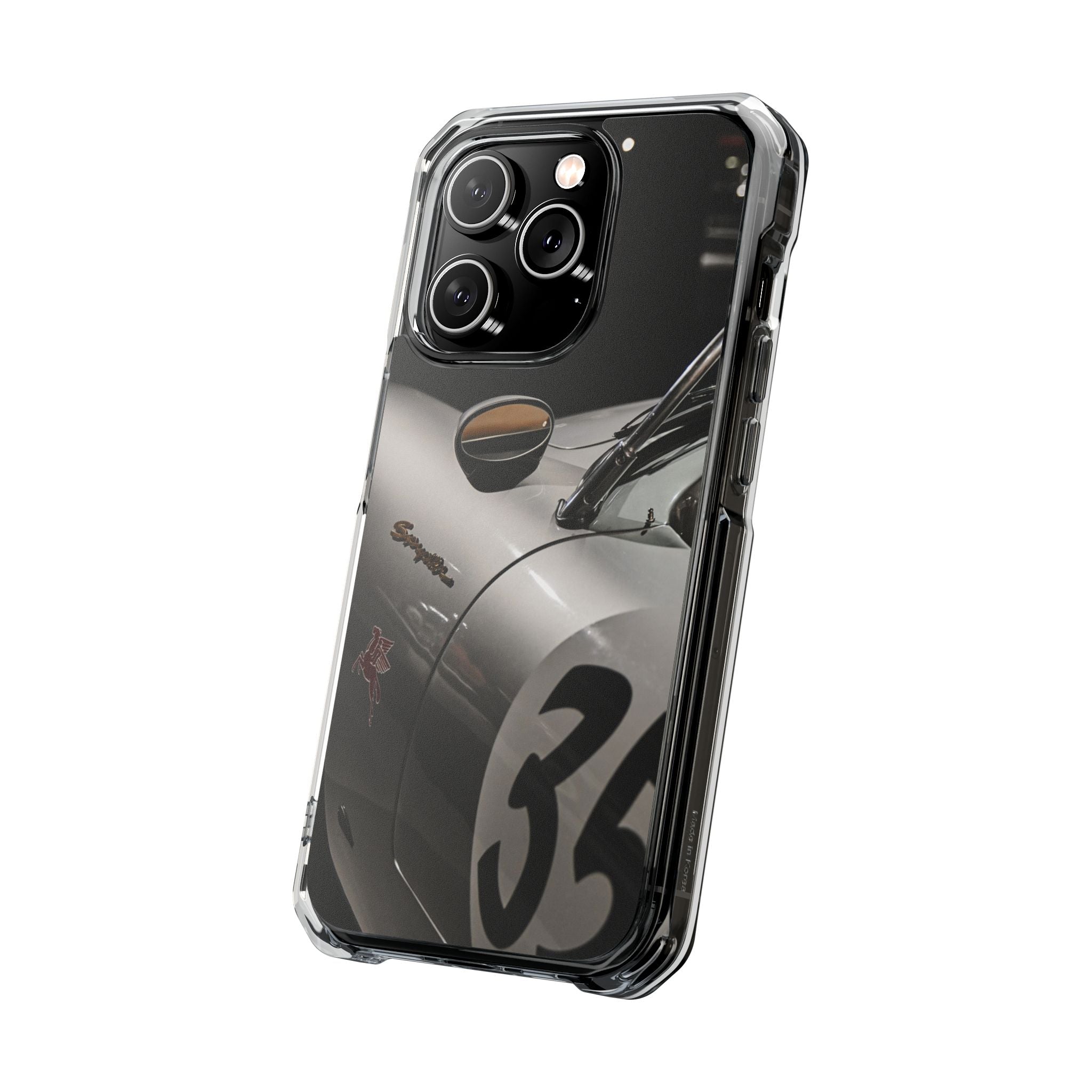 Clear Magnetic Impact Phone Case – Vintage Racing #35 Design
