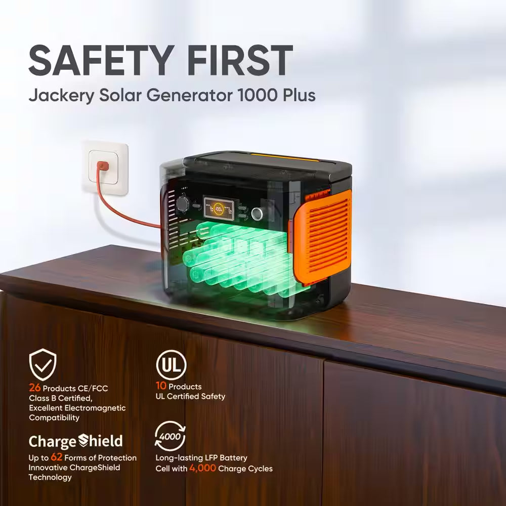 2000W Solar Generator 1000+ with Expandable LiFePO4 Battery, Push-Button Start & Dual 100W Solar Panels