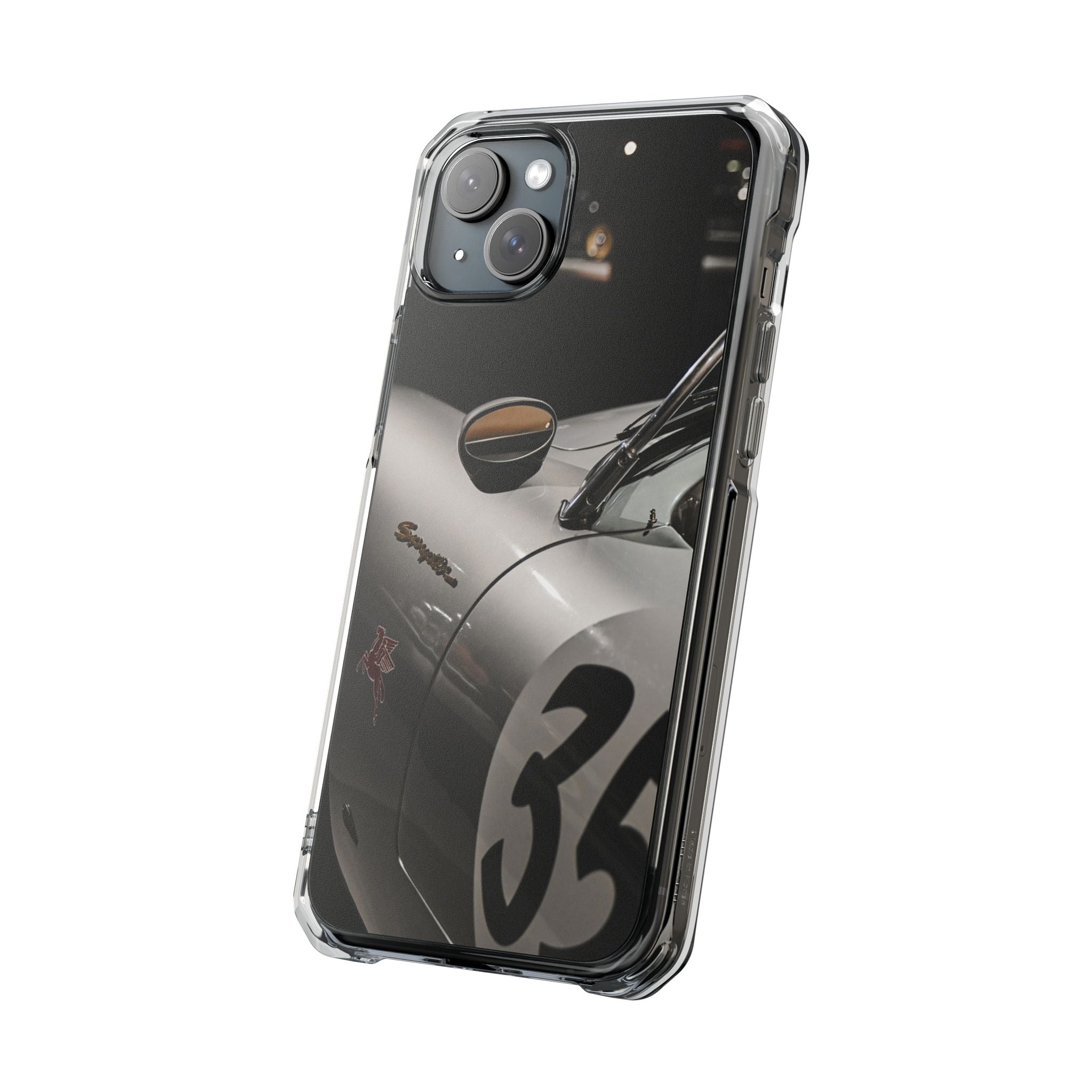 Clear Magnetic Impact Phone Case – Vintage Racing #35 Design