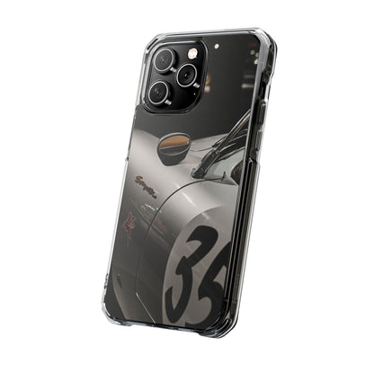 Clear Magnetic Impact Phone Case – Vintage Racing #35 Design