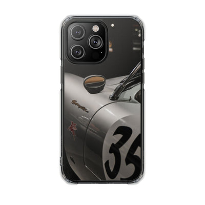 Clear Magnetic Impact Phone Case – Vintage Racing #35 Design